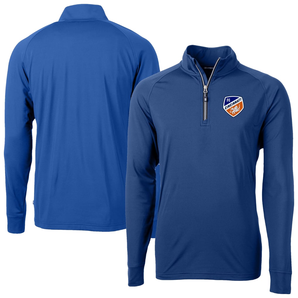  FC Cincinnati Cutter & Buck Big & Tall Adapt Eco Knit Stretch Recycled Raglan Quarter-Zip Pullover - Blue